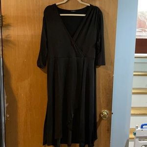 V-neck Silky Wrap Skirt Dress